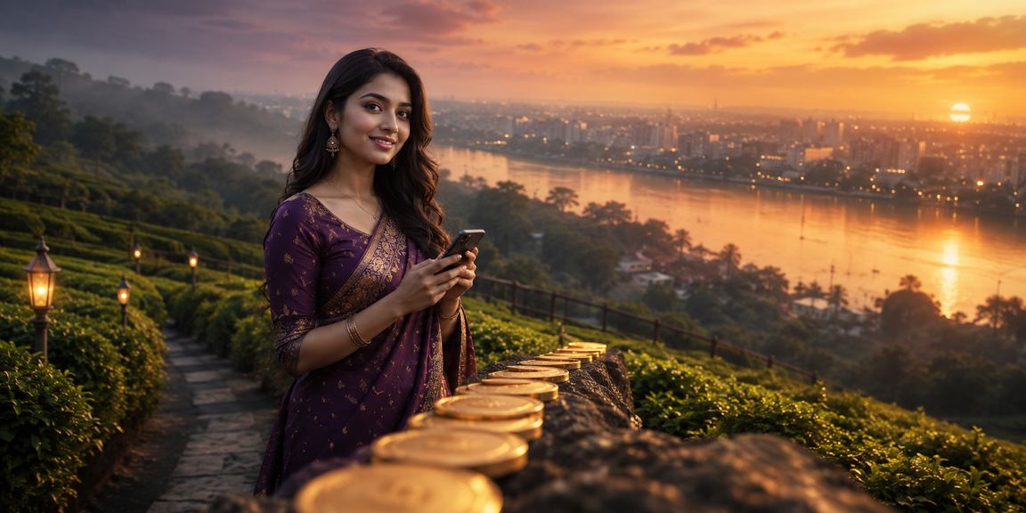 বগুড়ার চা বাগানে মোবাইলে v2131 সাহায্য কেন্দ্র ব্যবহার করছেন একজন ব্যবহারকারী
